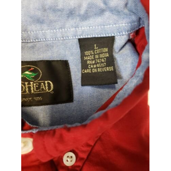 Redhead button flag Shirt Stars Stripes L America Patriotic USA Red White Blue - Picture 9 of 10